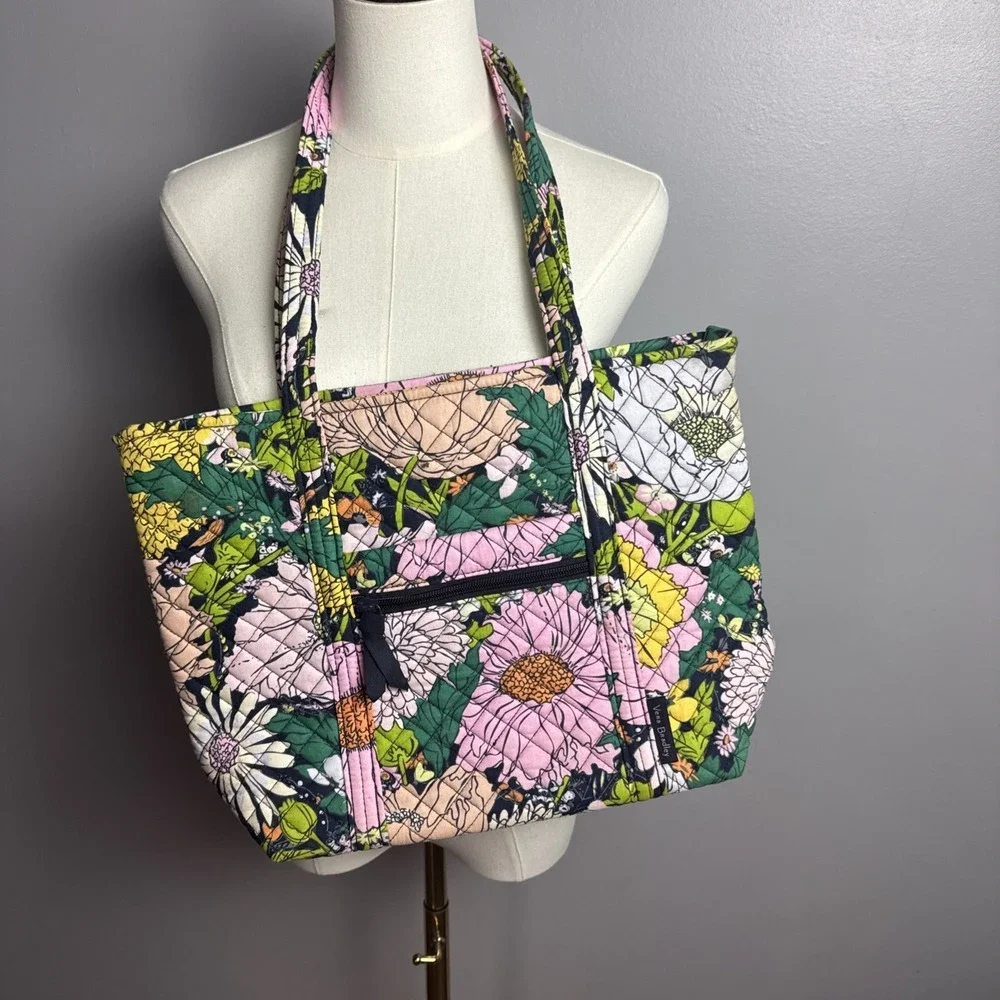 Vera Bradley Bloom Boom Floral Quilted Cotton Fabric Large Tote Bag